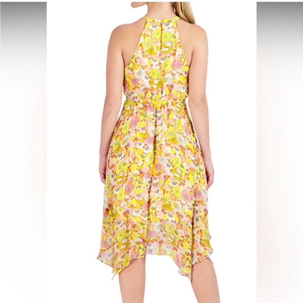 BCBGeneration Dress Halter Midi Dress Large storybook flutter hem
